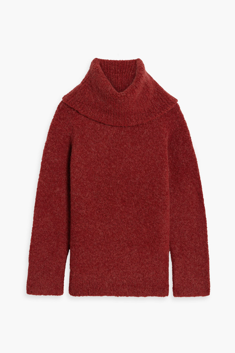 Vince Boucle Turtleneck Tunic Sweater In Brown