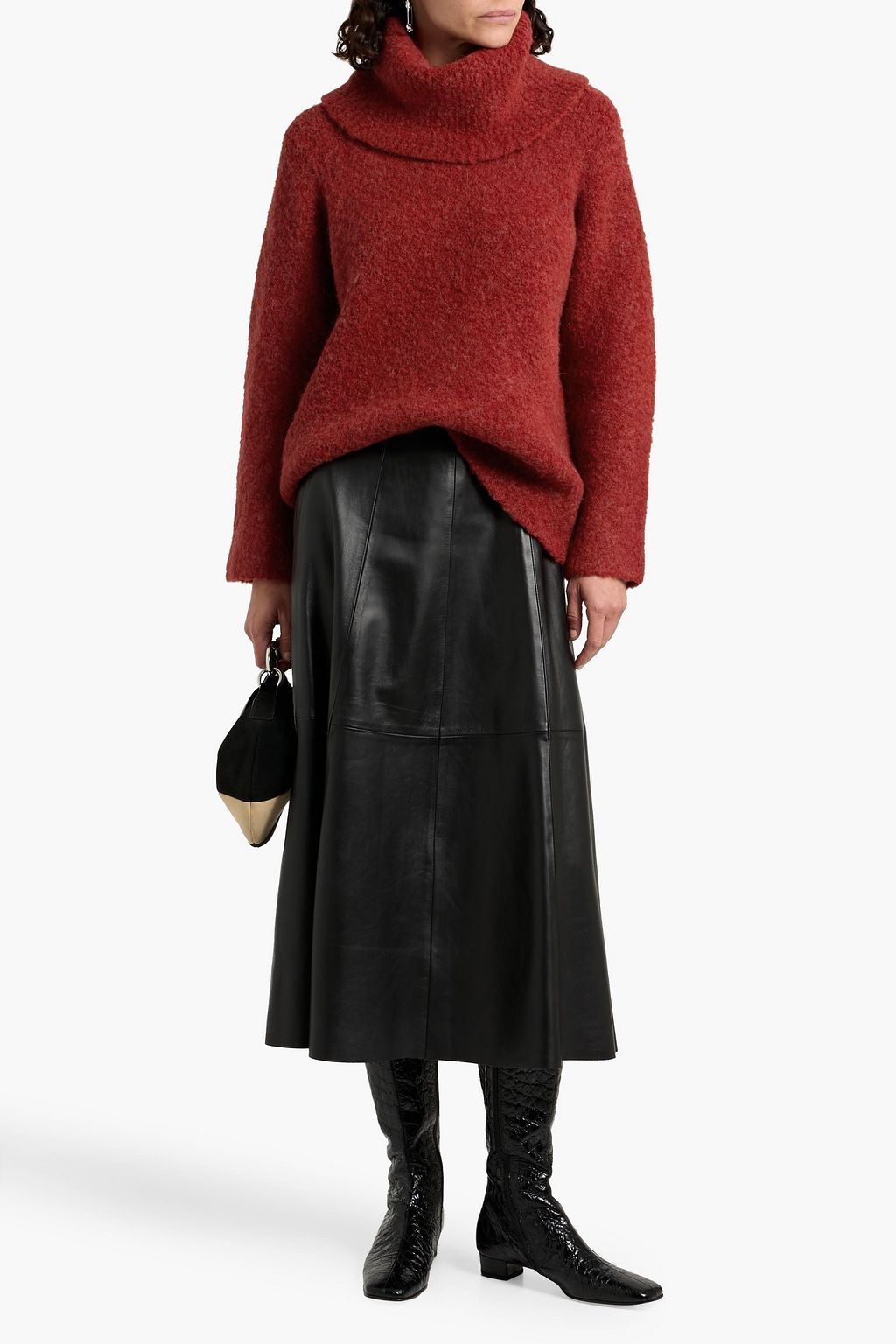 VINCE. Bouclé-knit turtleneck sweater