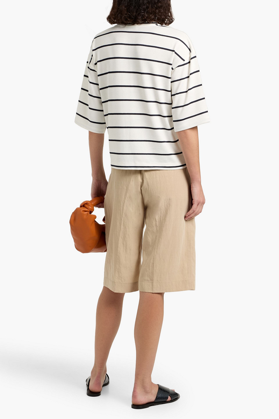 Vince Striped Wide Sleeve Tee In White