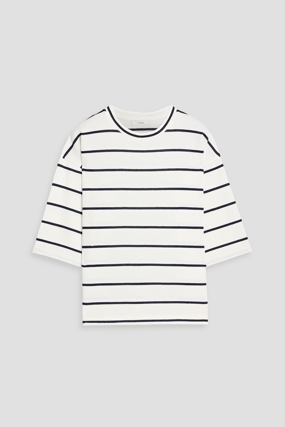 Vince Striped Wide Sleeve Tee In White