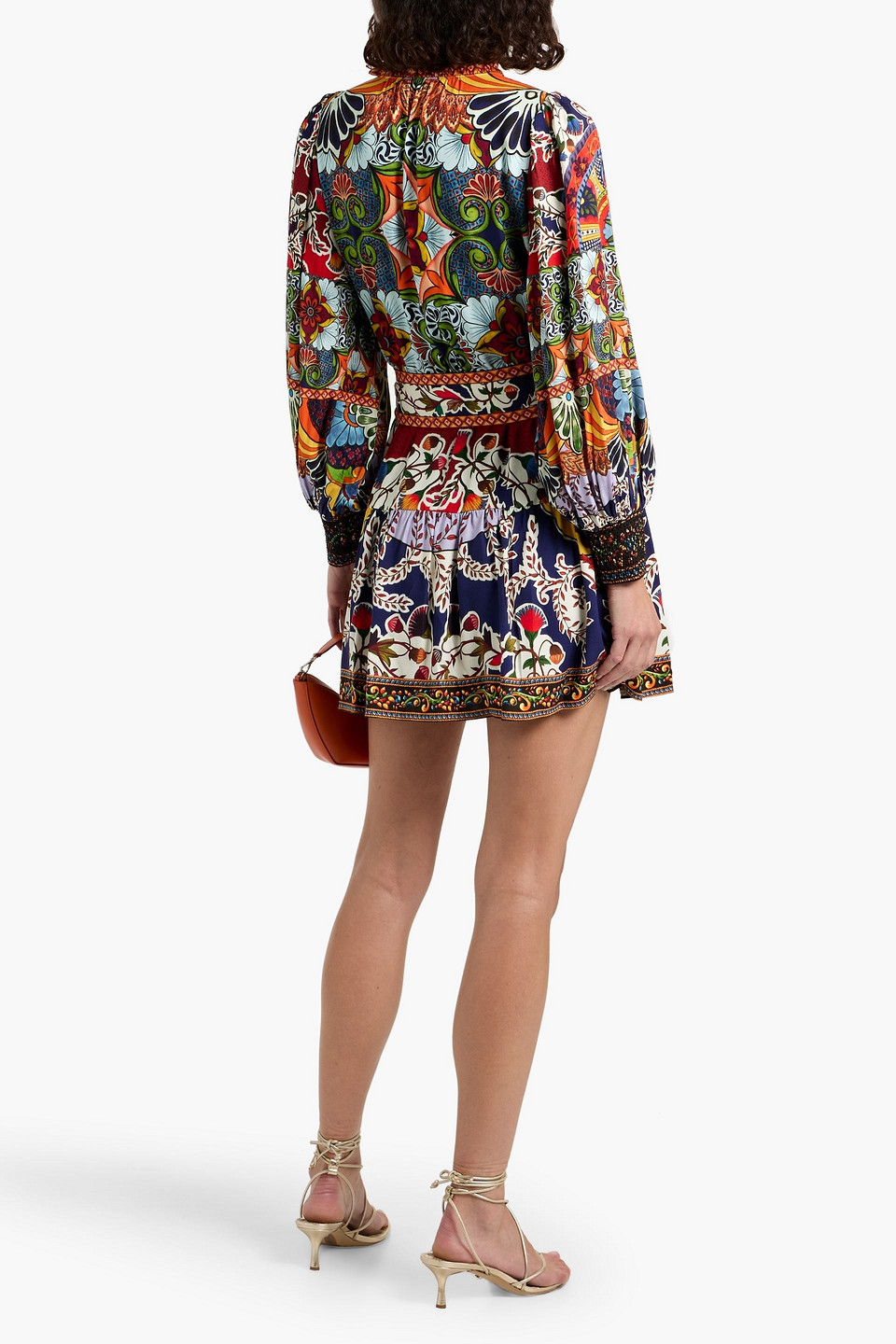Alice And Olivia Sadie Printed Crepe Mini Dress In Multi