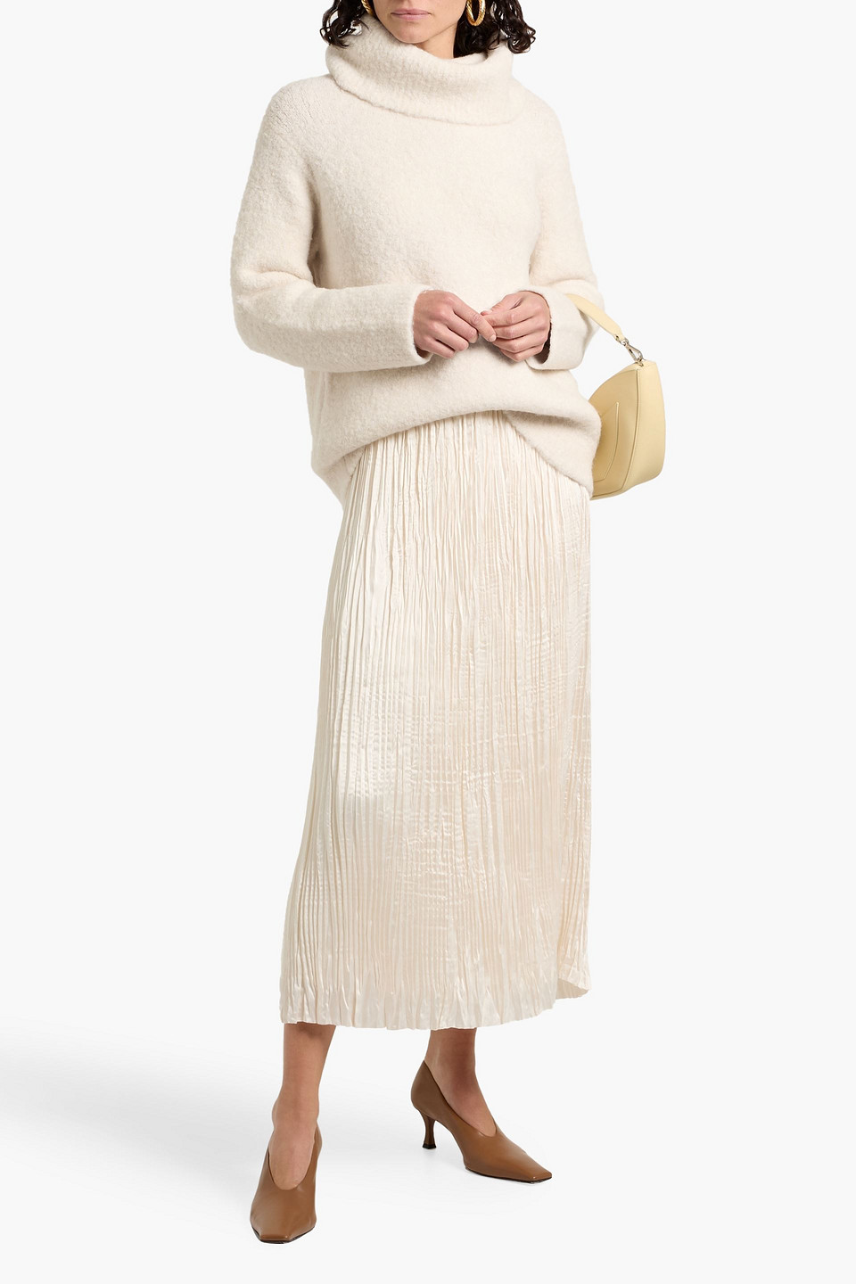 Vince Bouclé-knit Turtleneck Sweater In White