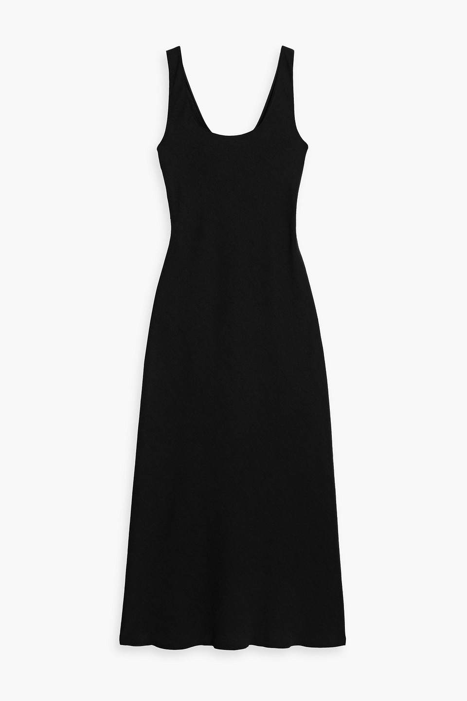Vince Crepe Midi Dress In Black