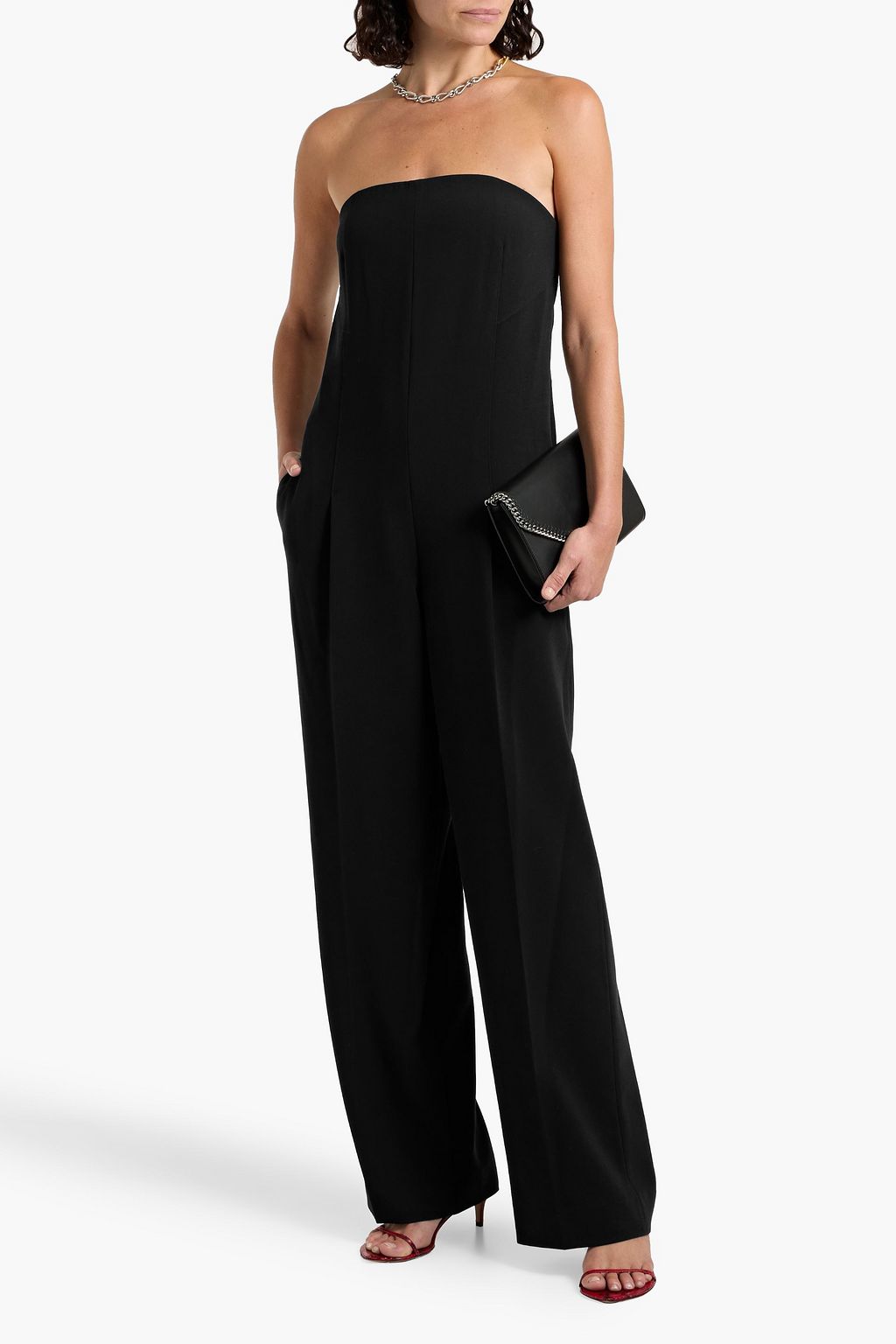 VINCE. Strapless crepe wide-leg jumpsuit
