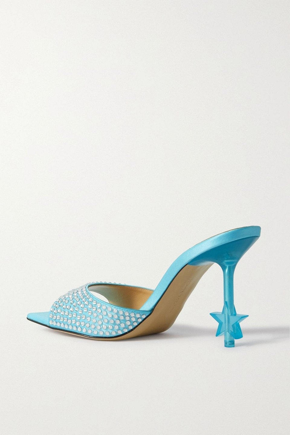 MACH&MACH CRYSTAL-EMBELLISHED SATIN MULES