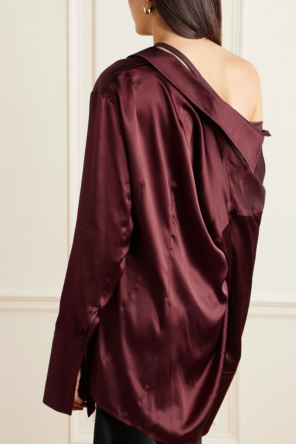 ANN DEMEULEMEESTER قميص Jotie من حرير الساتان بقصّة غير متماثلة