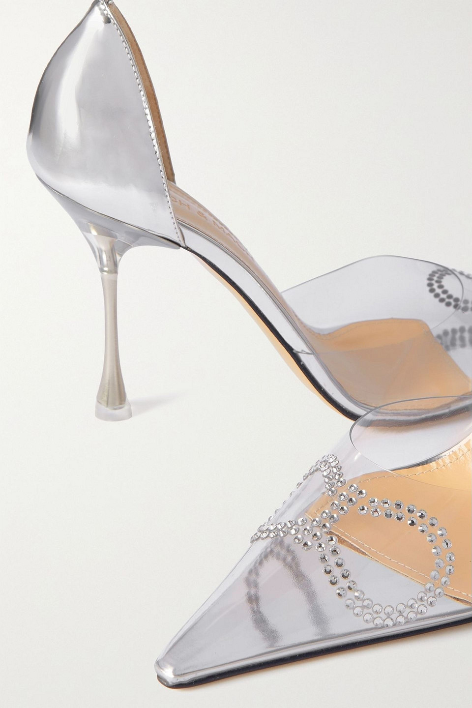 MACH&MACH CRYSTAL-EMBELLISHED PVC AND METALLIC LEATHER PUMPS