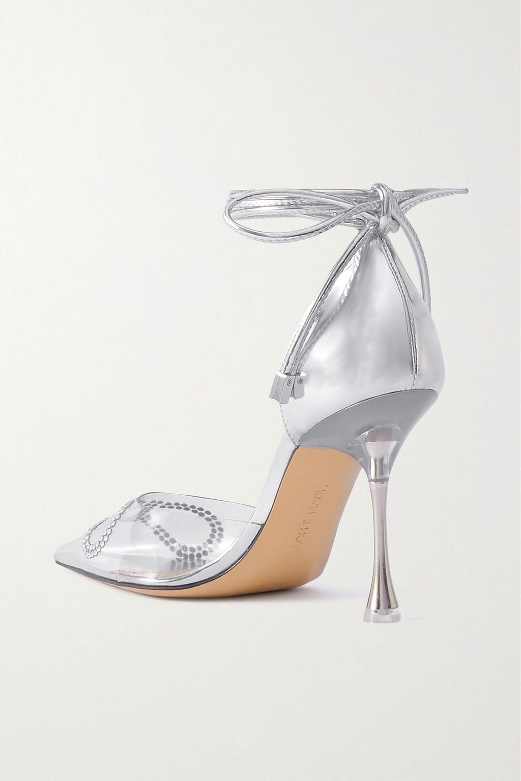 MACH & MACH Pumps aus PVC und Metallic-Leder mit Kristallen
