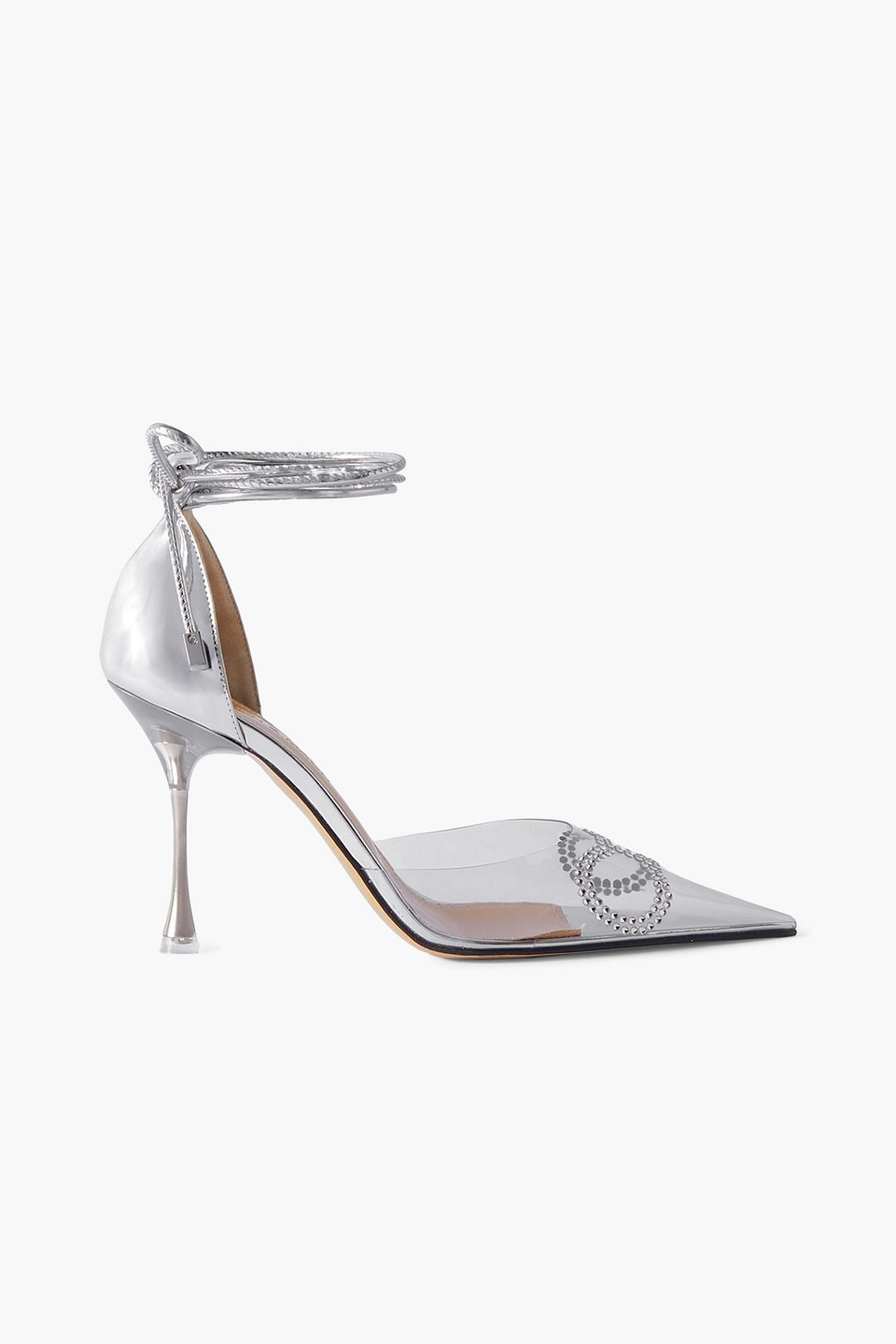 MACH&MACH CRYSTAL-EMBELLISHED PVC AND METALLIC LEATHER PUMPS