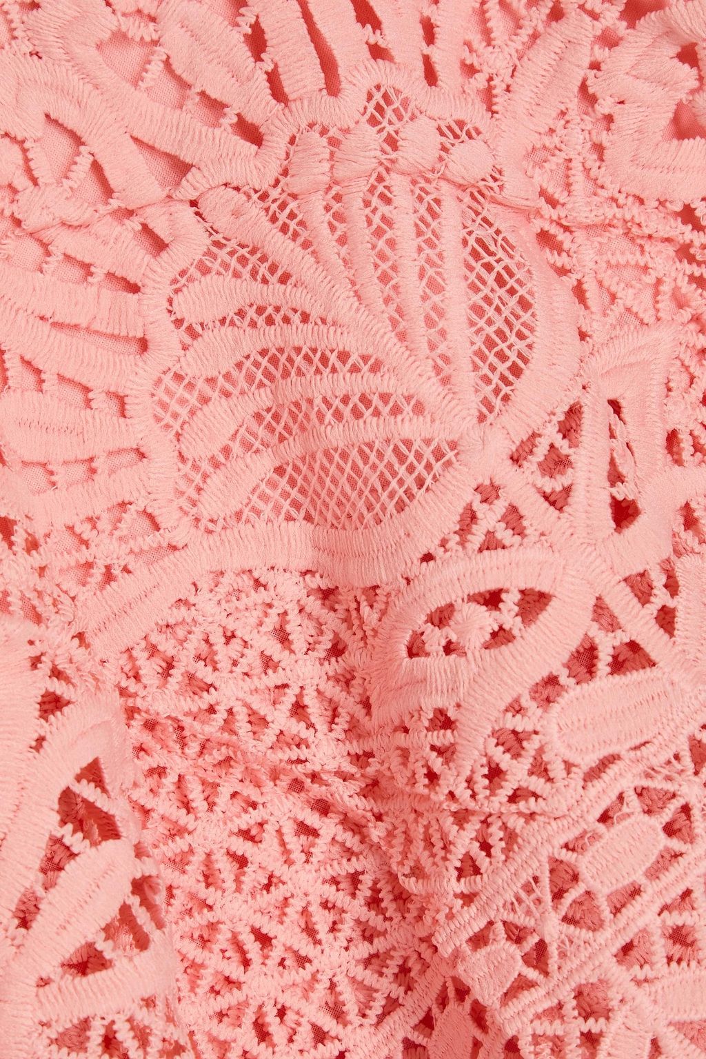 FARM RIO Asymmetric tiered guipure lace maxi skirt