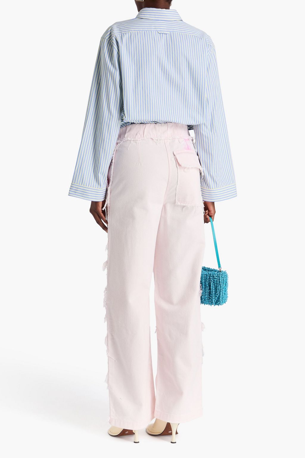 DRIES VAN NOTEN Frayed high-rise wide-leg jeans