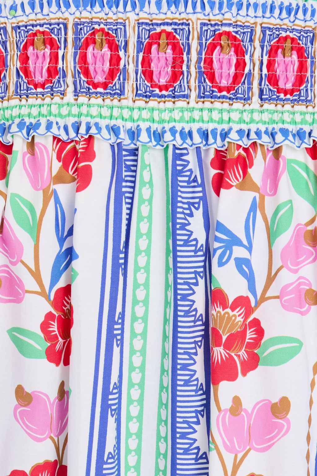 FARM RIO Bead-embellished printed cotton-poplin midi dress