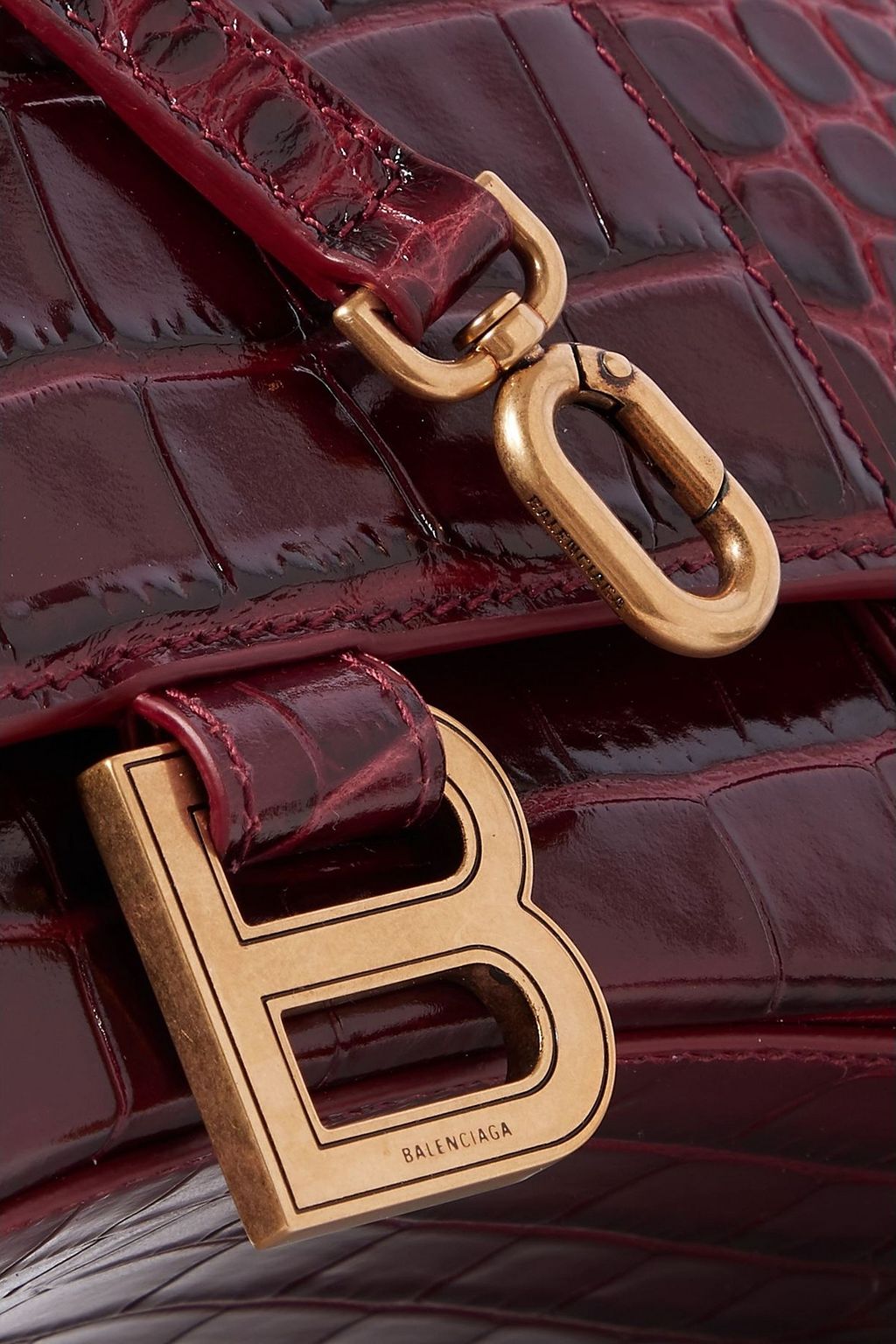 BALENCIAGA Hourglass croc-effect leather tote