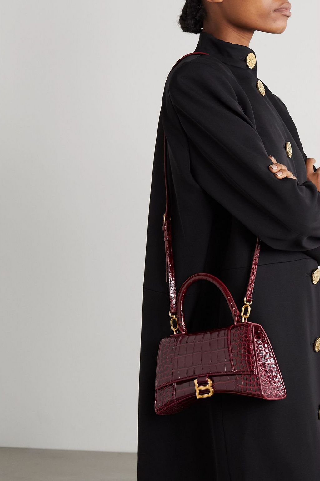 BALENCIAGA Hourglass croc-effect leather tote