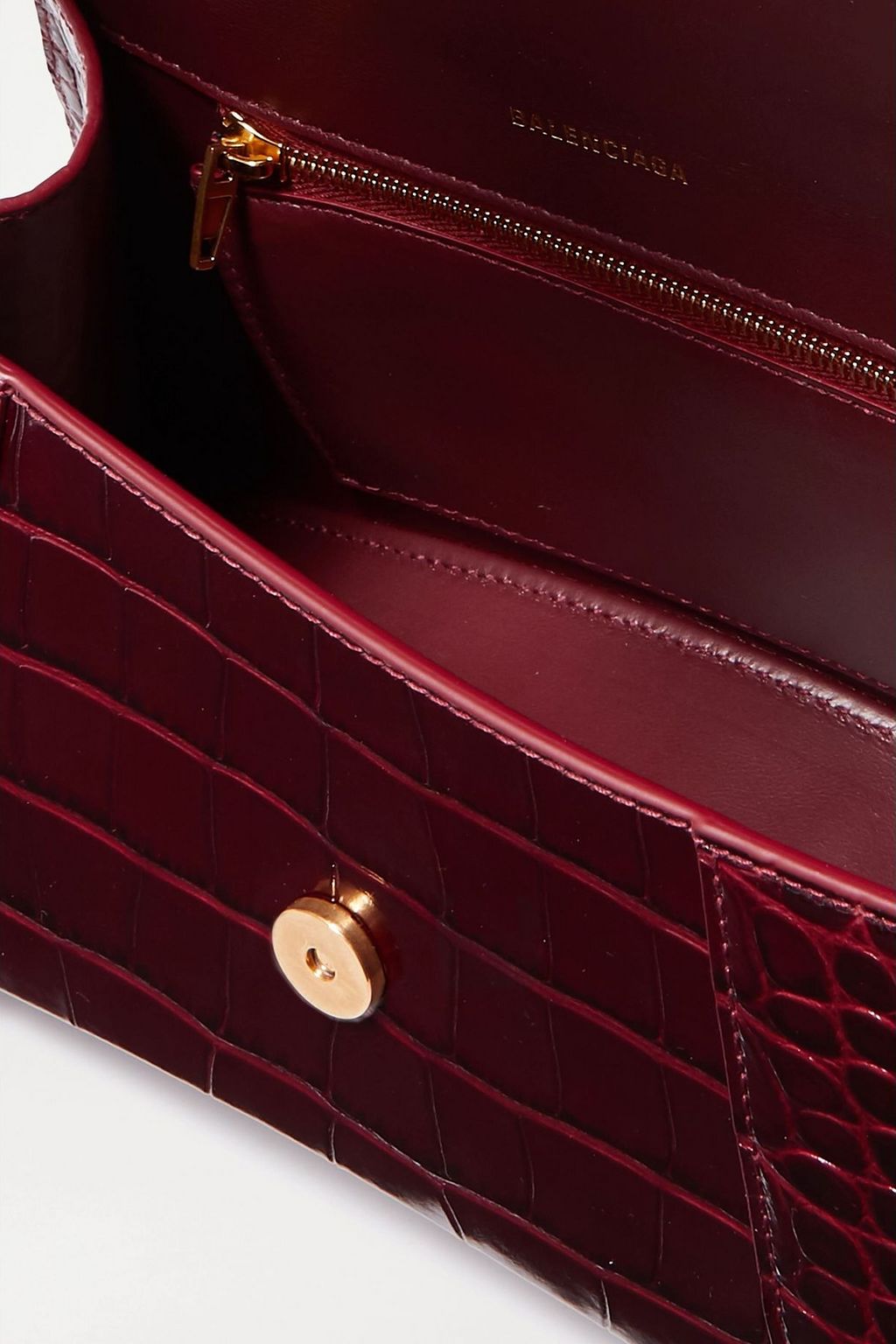 BALENCIAGA Hourglass croc-effect leather tote