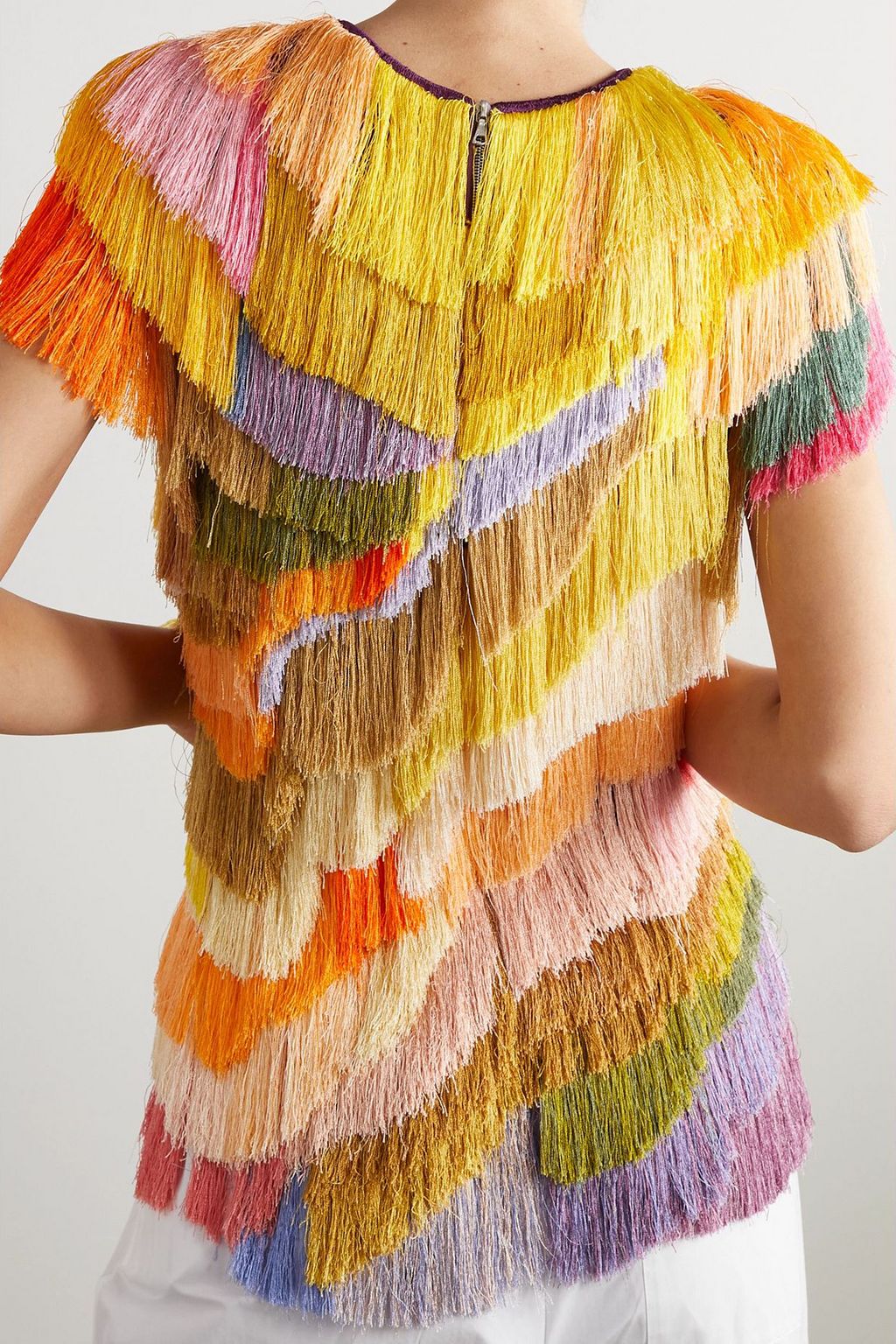 DRIES VAN NOTEN بلوزة بقصّة غير متماثلة من الكريب بأهداب
