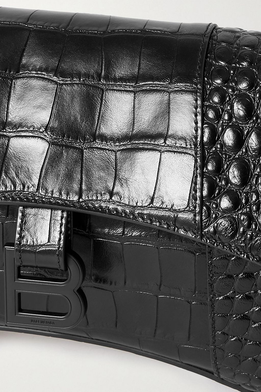 BALENCIAGA Hourglass XS croc-effect leather shoulder bag
