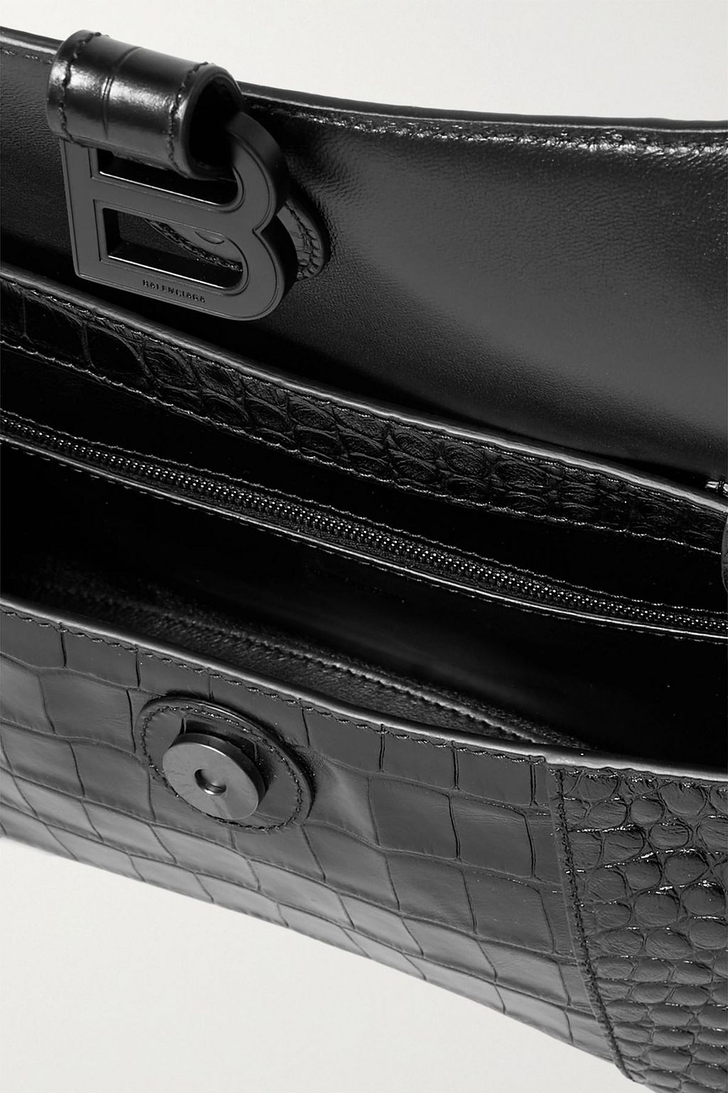 BALENCIAGA Hourglass XS croc-effect leather shoulder bag