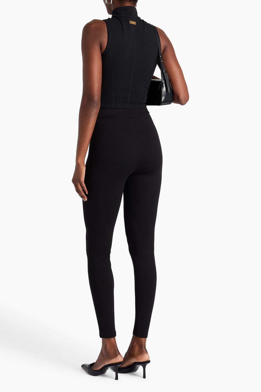 BALMAIN クロップド ストレッチコットンジャージー&ジャカード トップス カットアウト