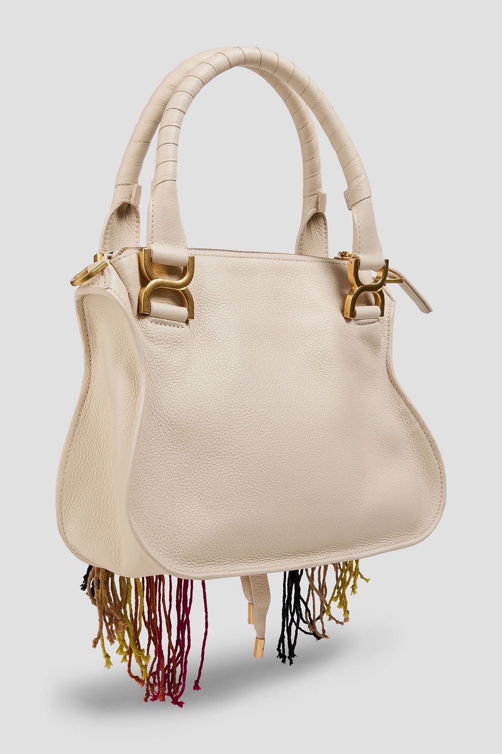 CHLOÉ Marcie fringed pebbled-leather shoulder bag
