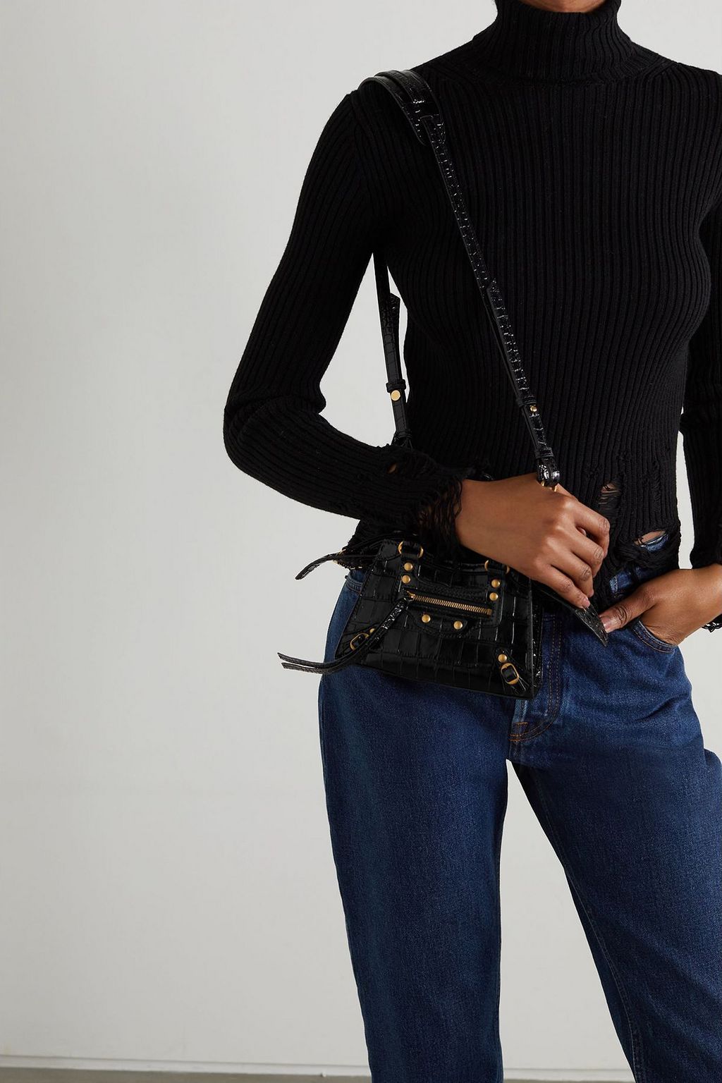 BALENCIAGA Neo Classic City nano croc-effect leather tote