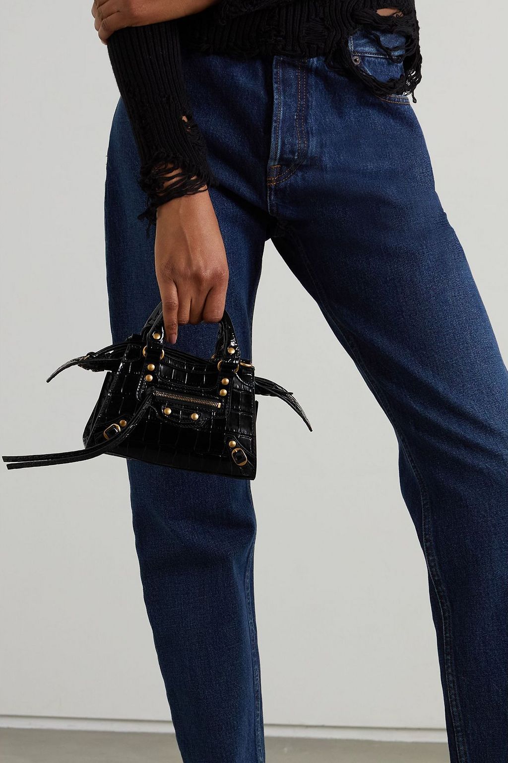 BALENCIAGA Neo Classic City nano croc-effect leather tote