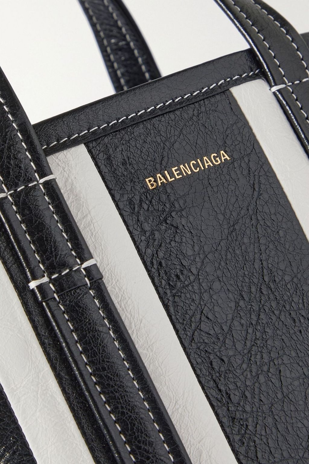 BALENCIAGA Barbes East-West small striped leather tote