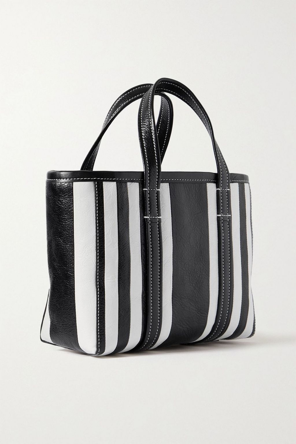 BALENCIAGA Barbes East-West small striped leather tote