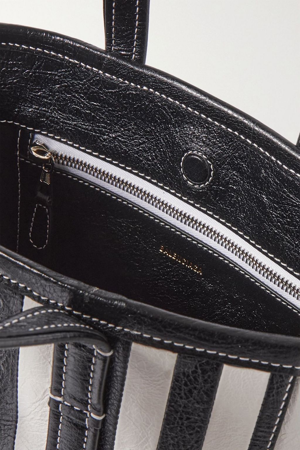 BALENCIAGA Barbes East-West small striped leather tote