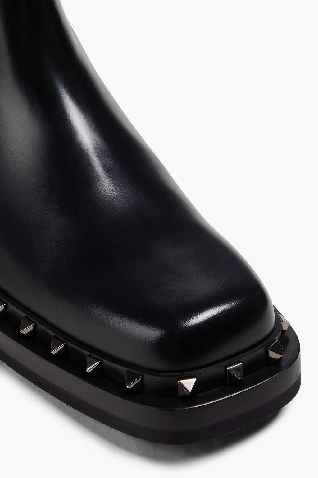 VALENTINO GARAVANI Rockstud glossed-leather Chelsea boots