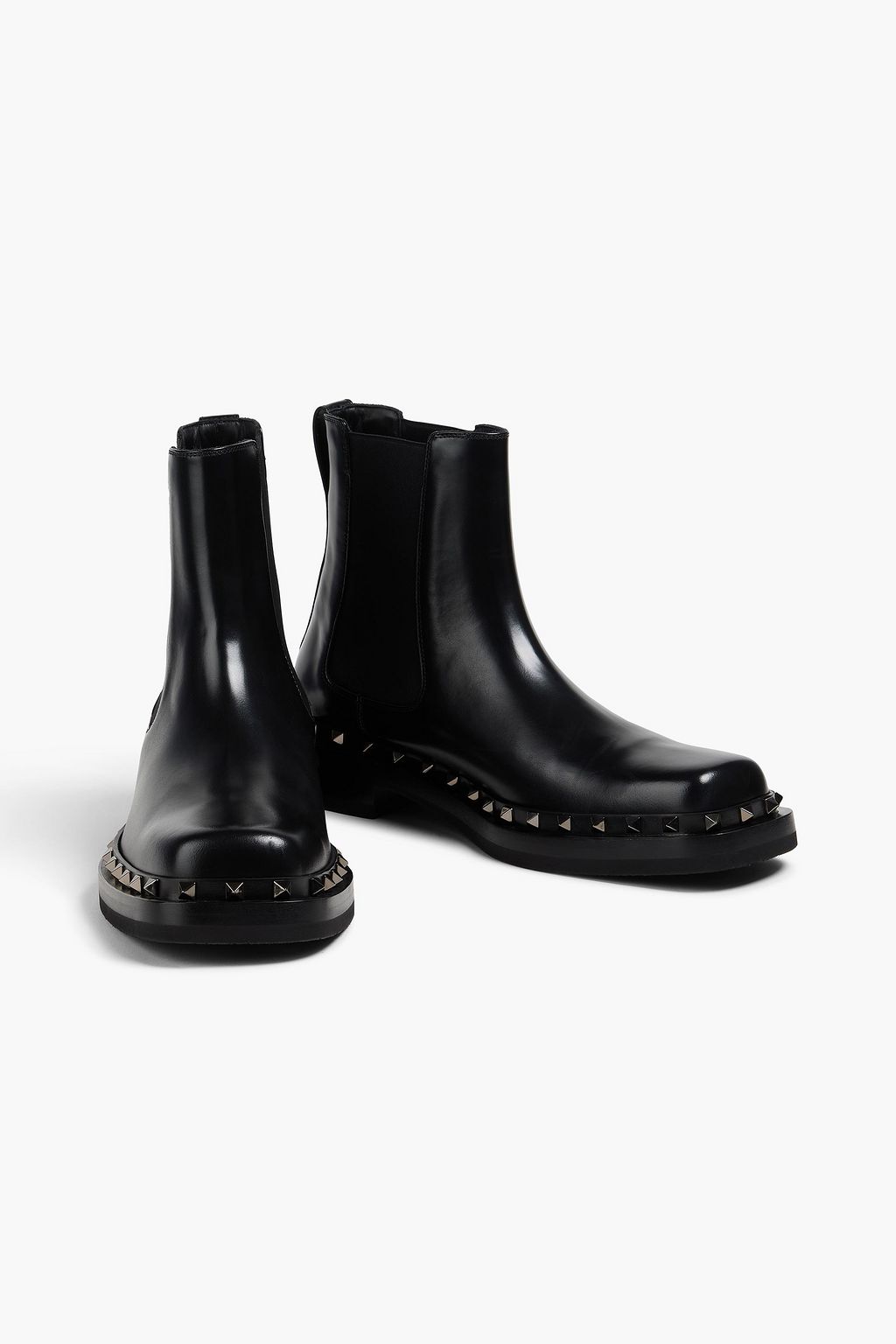 VALENTINO GARAVANI Rockstud glossed-leather Chelsea boots