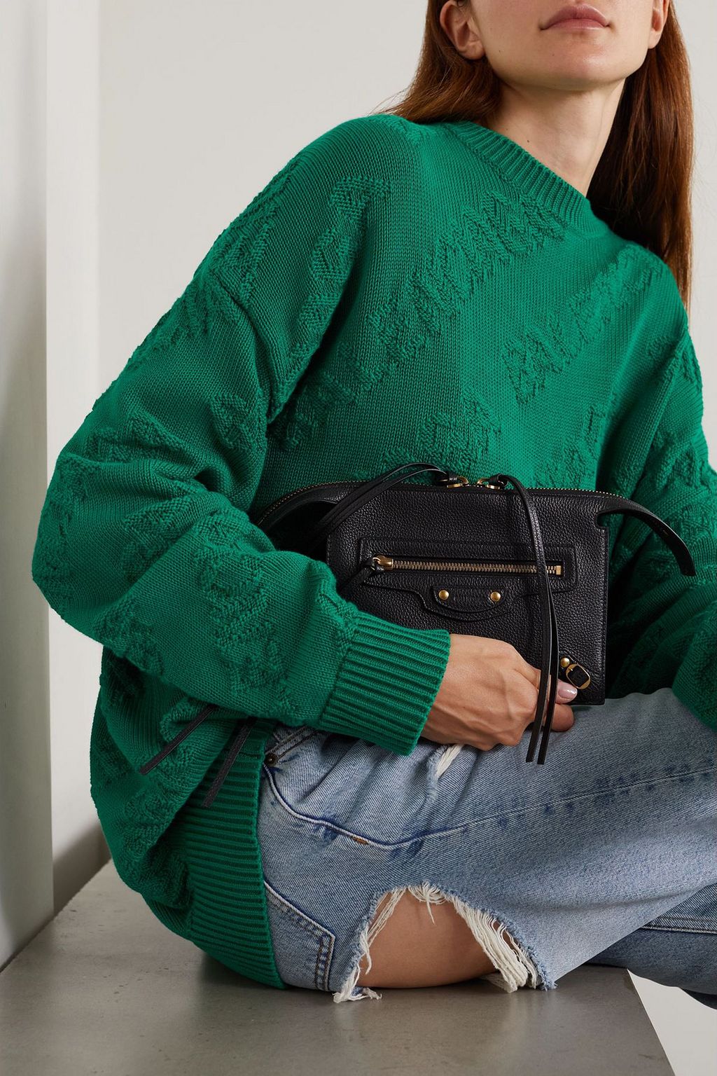 BALENCIAGA Neo Classic textured-leather pouch