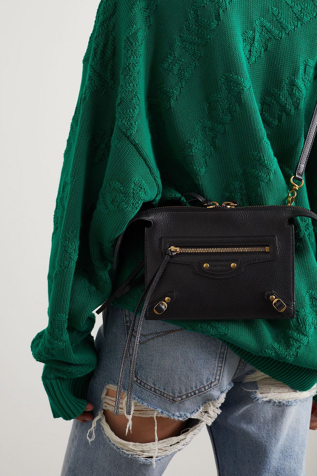 BALENCIAGA Neo Classic textured-leather pouch