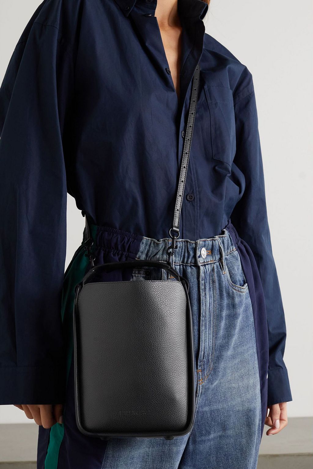 BALENCIAGA Tool 2.0 North South XS debossed textured-leather tote