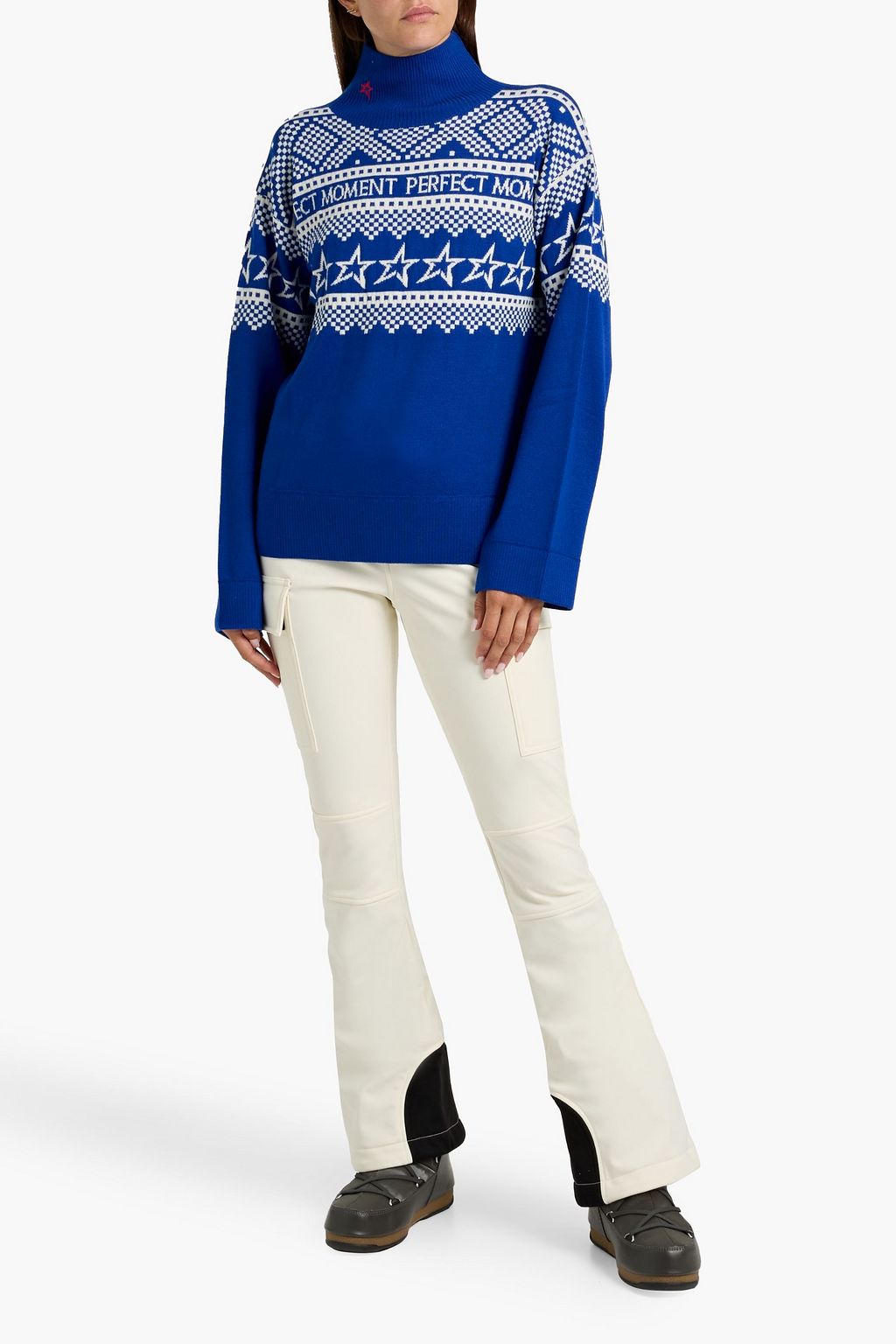 PERFECT MOMENT Intarsia merino wool turtleneck sweater