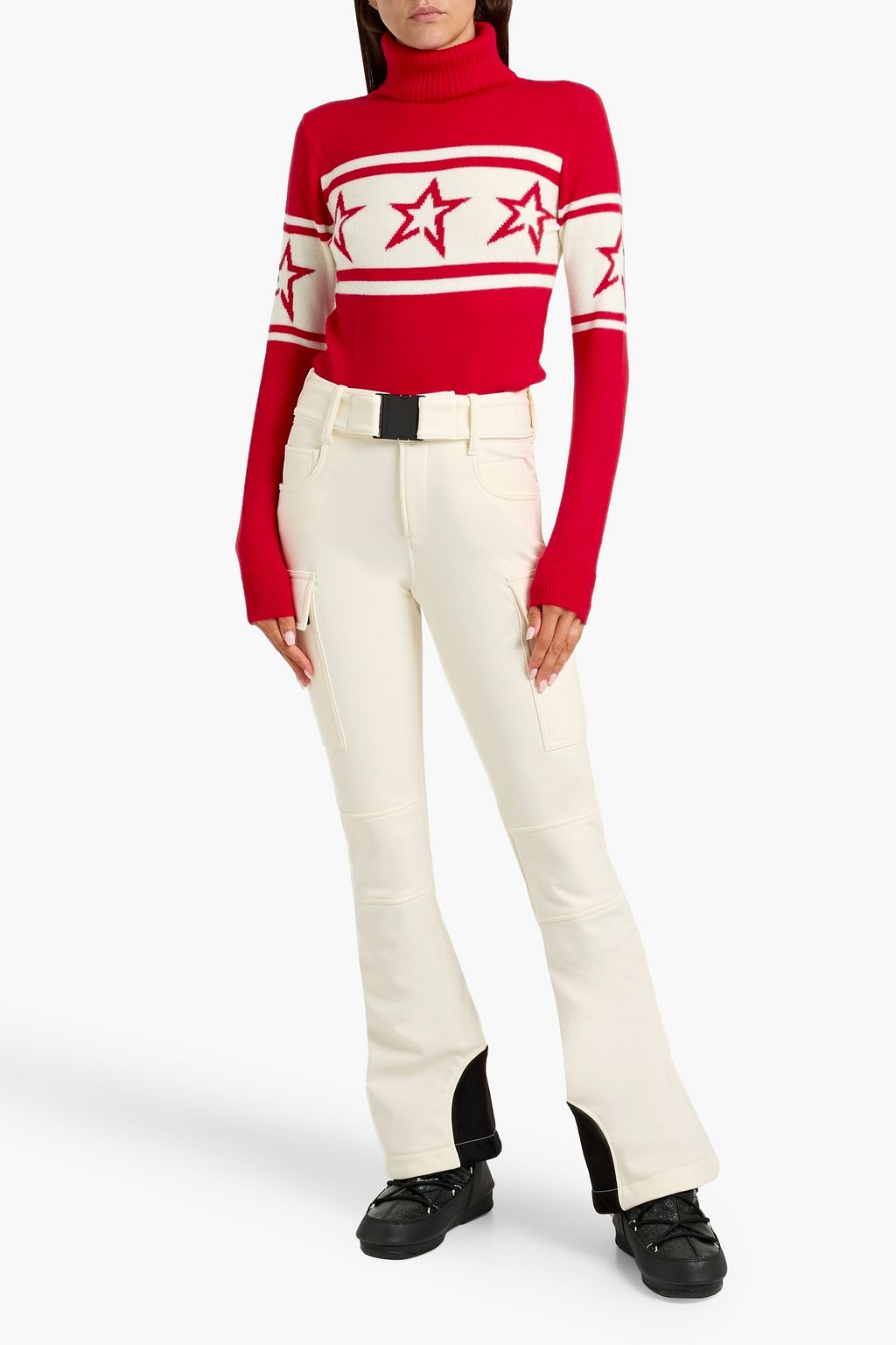PERFECT MOMENT Intarsia merino wool turtleneck sweater