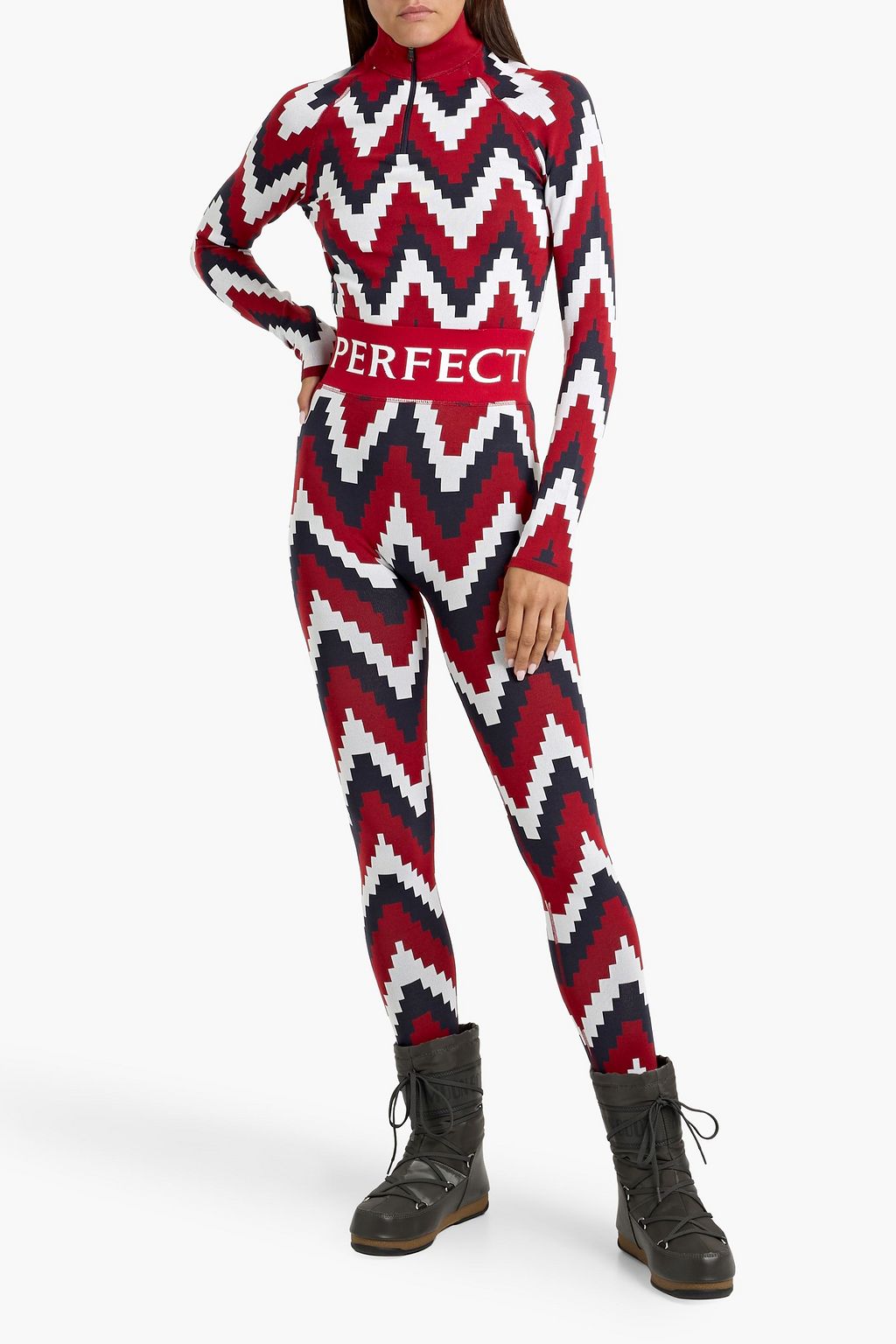 PERFECT MOMENT Jacquard-knit half-zip base layer