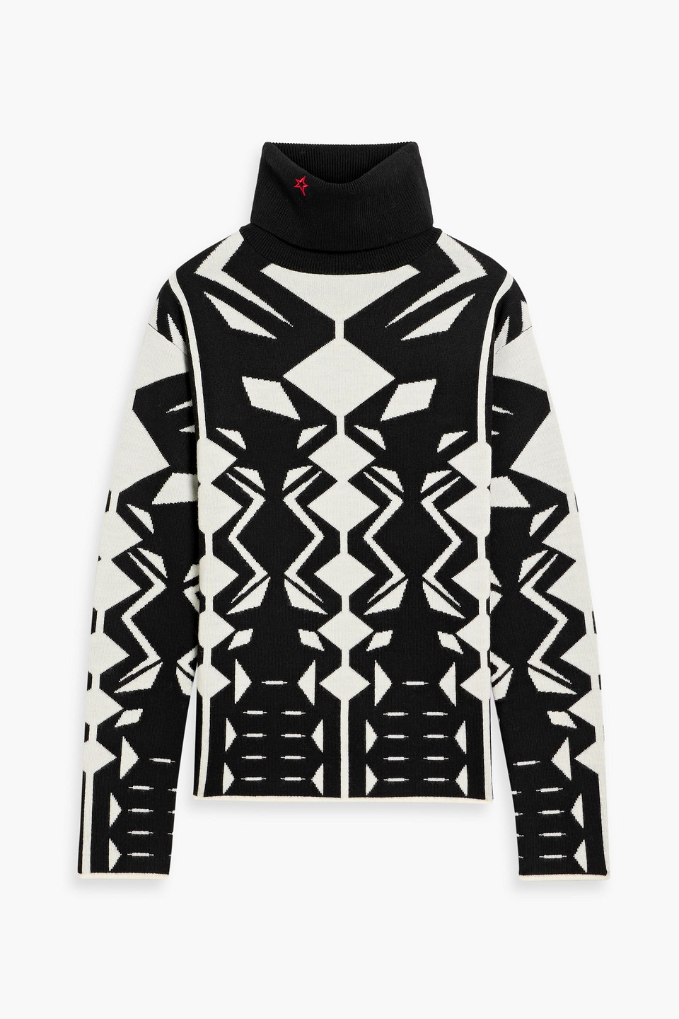 Perfect Moment Intarsia Merino Wool Turtleneck Sweater In Multi