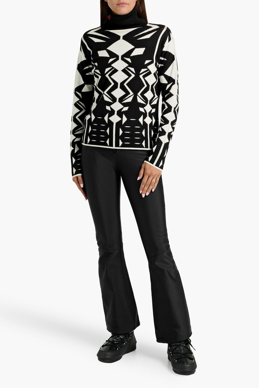 PERFECT MOMENT Intarsia merino wool turtleneck sweater