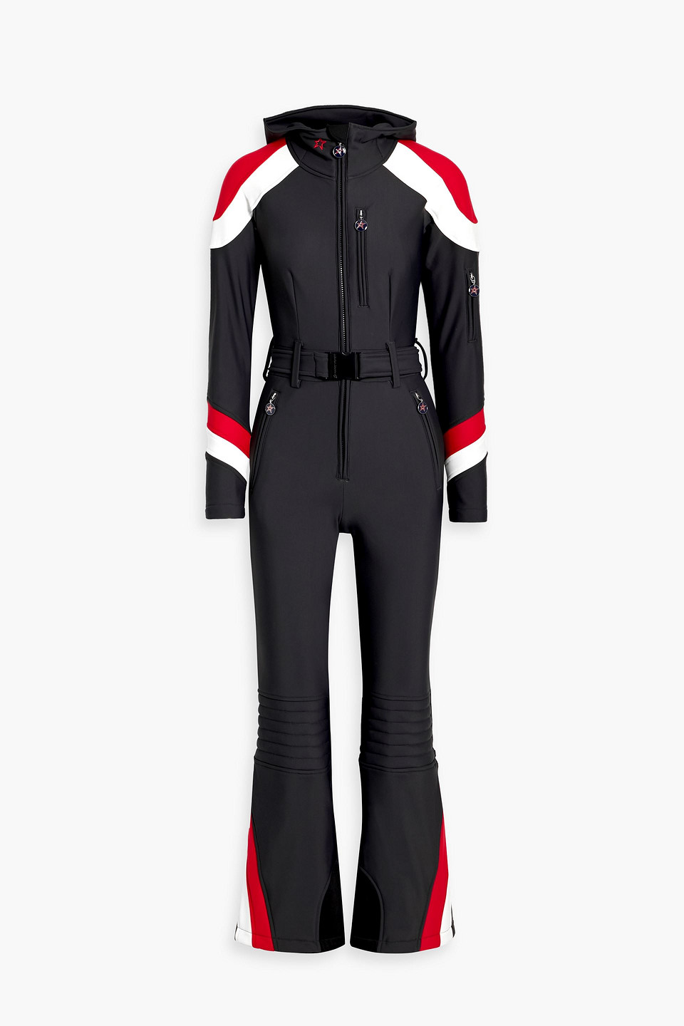 Perfect Moment Allos Striped Stretch-shell Ski Suit In Black