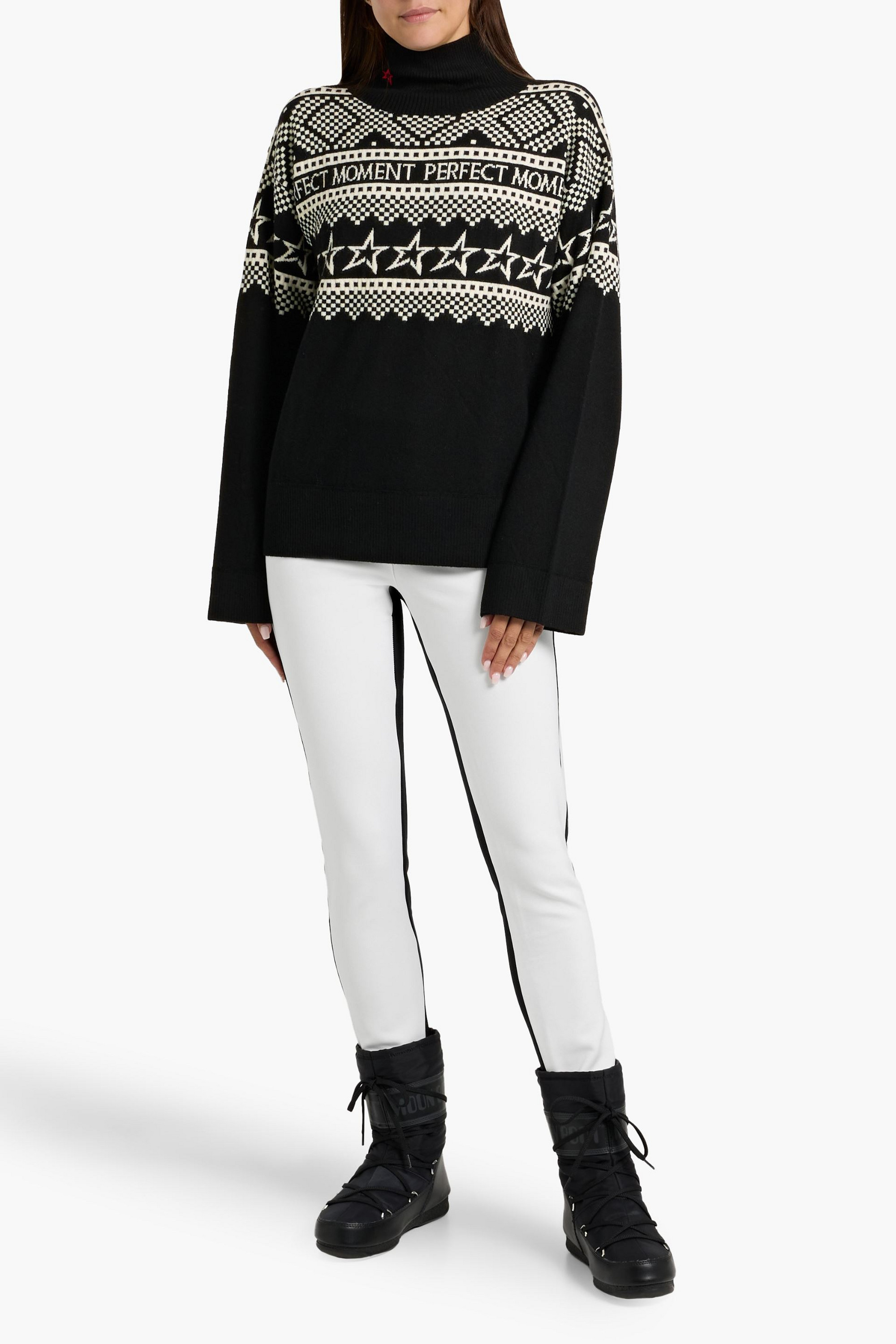 PERFECT MOMENT Intarsia merino wool turtleneck sweater