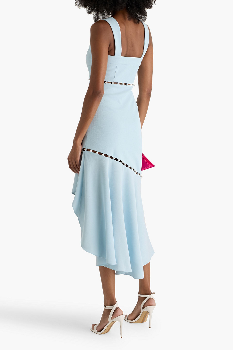 Simkhai Houston Asymmetric Cutout Embellished Crepe Midi Dress In Blue