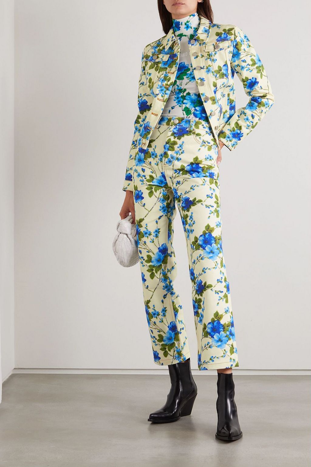RICHARD QUINN Jeansjacke mit Blumenprint