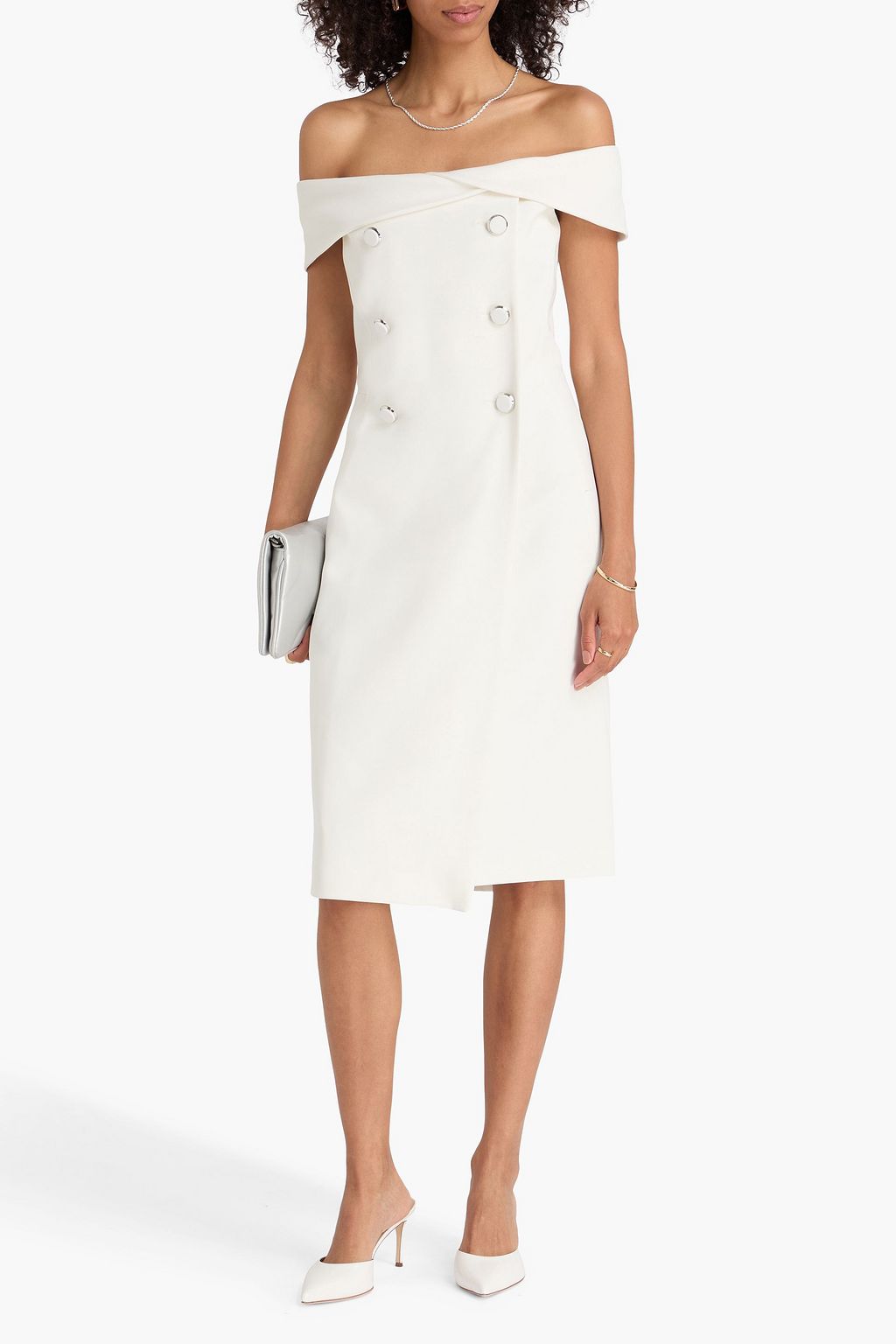 MAX MARA Schulterfreies Midikleid aus Crêpe mit Verzierung