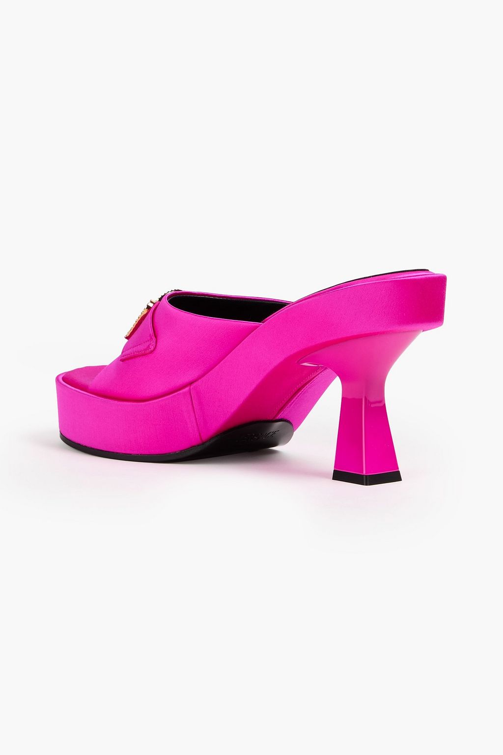 VERSACE Embellished satin platform mules