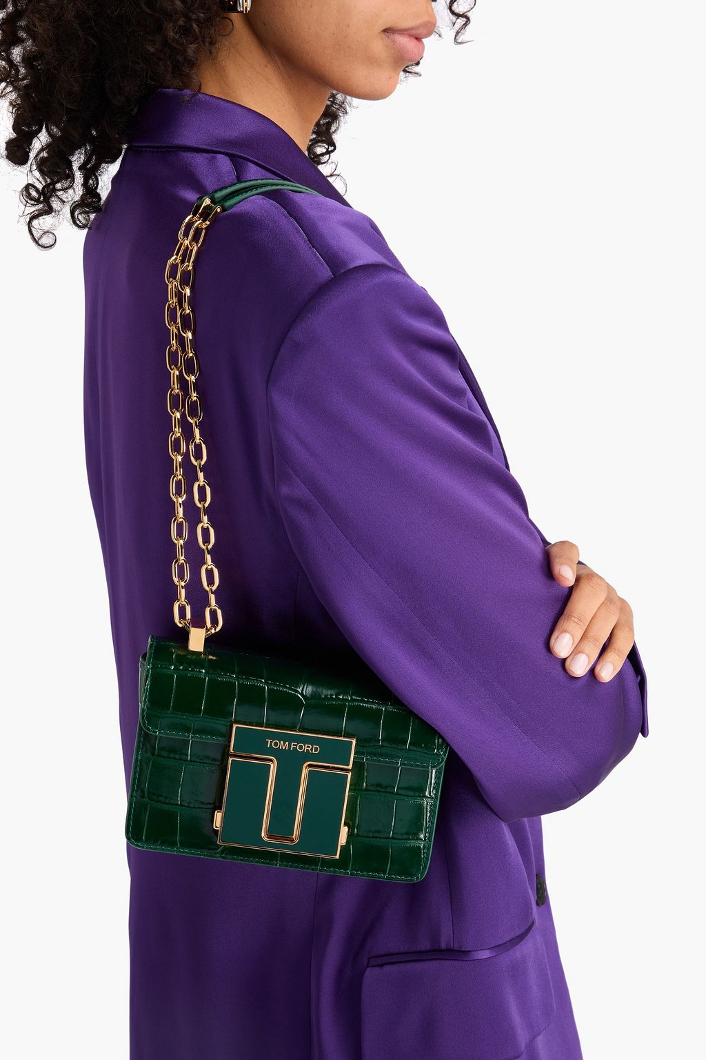 TOM FORD Croc-effect leather shoulder bag