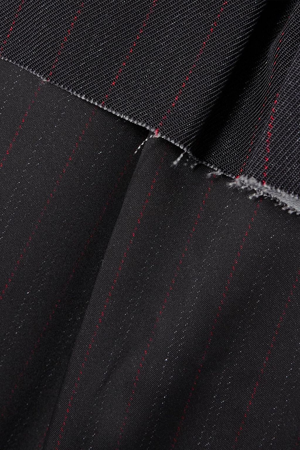 MAISON MARGIELA Trompe l'oeil mehrlagiger Midirock aus Twill und Popeline mit Fransen und Print