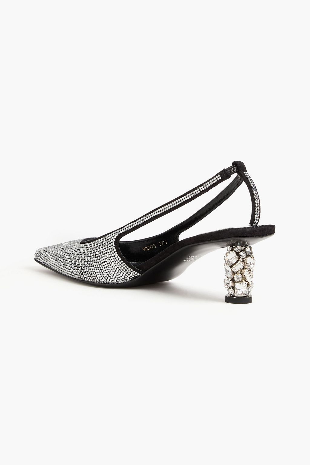 TOM FORD Bejeweled 50 crystal-embellished suede slingback pumps