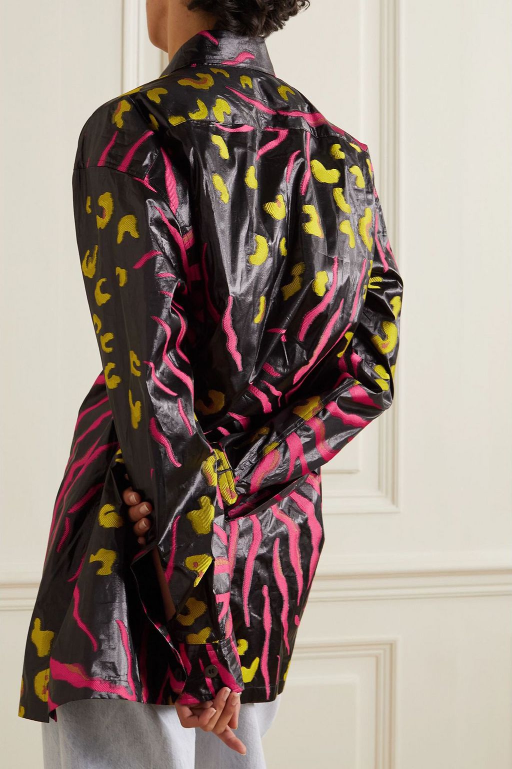 DRIES VAN NOTEN قميص من تويل ولاميه بطبعات