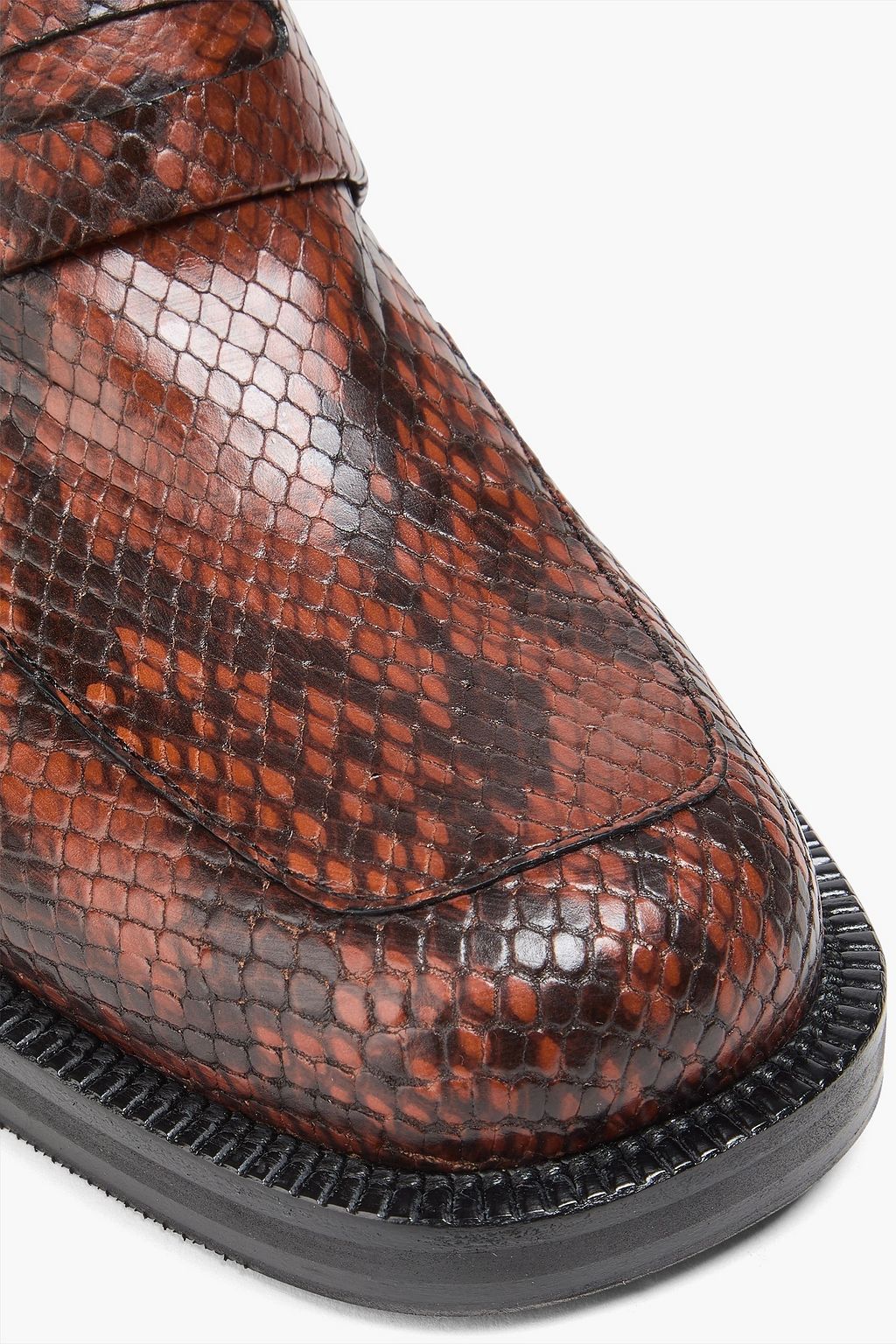DRIES VAN NOTEN Snake-effect leather loafers